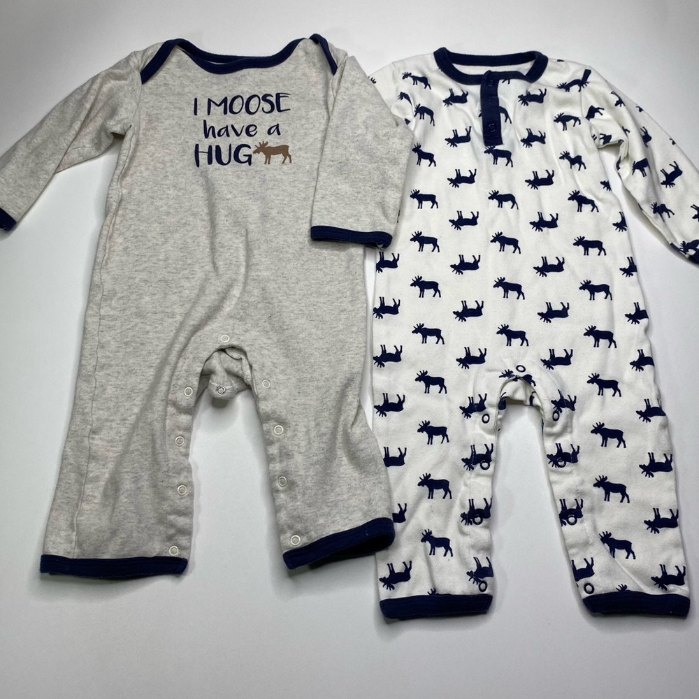 Charming Moose Print Kids Footies